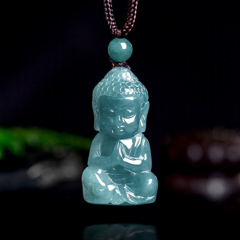 Jewelry & Watches Sp Z Oo Ul Frezerów 3 - Natürlicher Echter Smaragd Jade Blauwasser-Baby-Buddha Anhänger