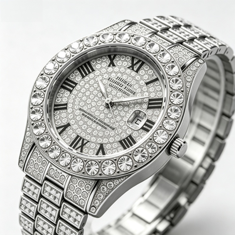 Jewelry Watches For Sale - Bestseller: Funkelnde, mit Strasssteinen besetzte Gold-Quarz-Armbanduhr